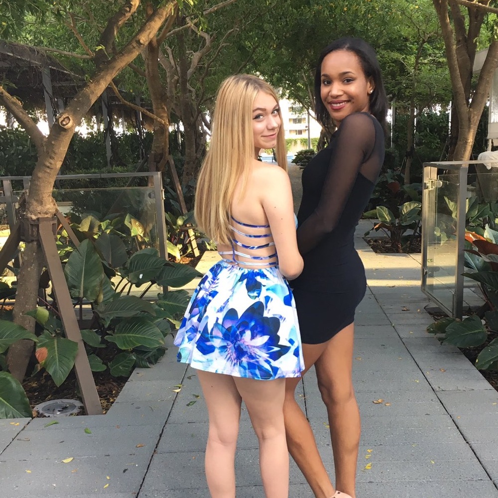 Blue floral romper